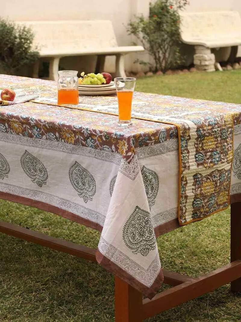 100% Cotton Table Covers-Brown Floral - Image 2