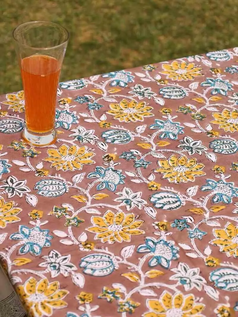 100% Cotton Table Covers-Brown Floral - Image 3