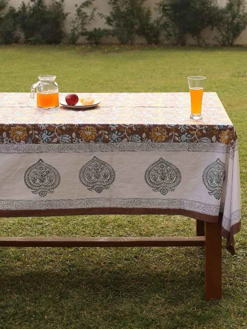 100% Cotton Table Covers-Brown Floral - Image 4