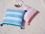 Victory Stripes - Organic Cotton Cushion Cover with Pom Poms