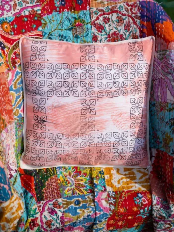 Chokhi Plaid Cushion Cover - Peach