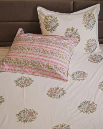 King Size Traditional Block Print Bed Sheet in Premium Organic Cotton Fabric
