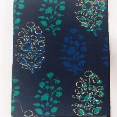 Indigo indian made upcycled notebook in khejari design fr sustainable exclusive gfts